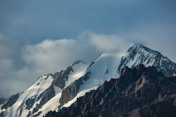 Obraz premium Landscape Kazachstan,, NATURE,, mountain, snow, green, trees, clubs, peak sky, 