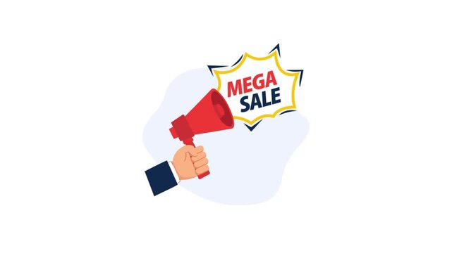 Hand Holding Megaphone with Mega Sale Announcement 