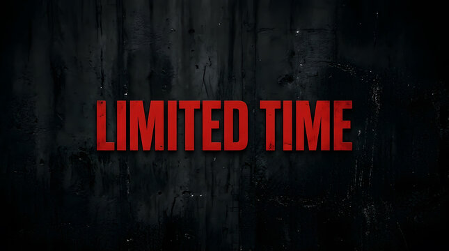 Bold Red Text Limited Time Message on Dark Textured Background
