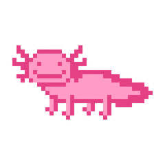 Fototapeta premium Pixel Art Pink Amphibian Isolated
