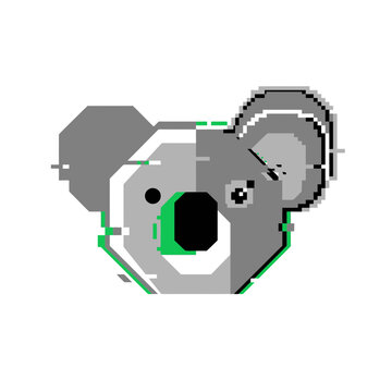 Pixelated Koala Bear Head Glitch Effect
