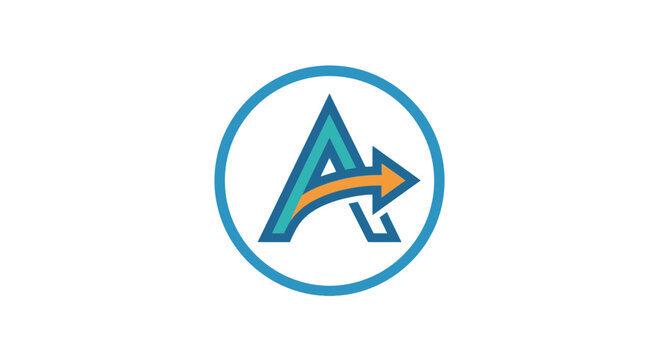 Abstract Letter A Logo with Arrow, Isolated on Transparent Background