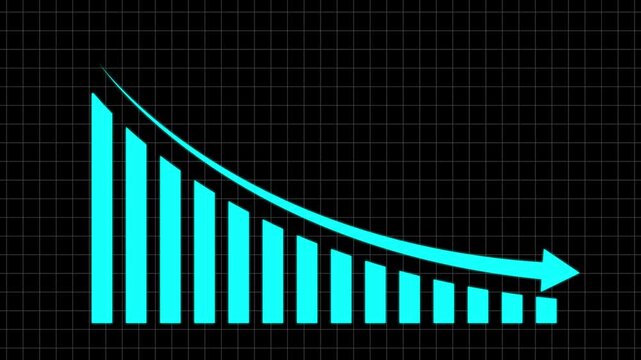 Business graph chart with growing business concept. cyan colors Abstract decreasing business graph chart animation business chart, icon, decreasing graph, motion graphic animation..