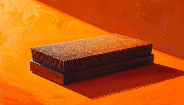 Stacked books on vibrant orange background with soft shadow.