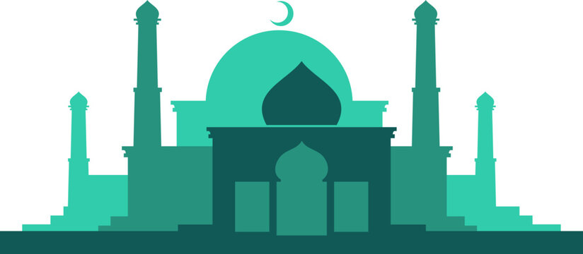 green mosque vector illustration