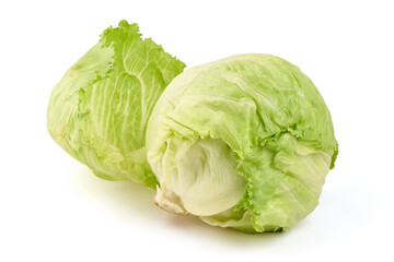 Fototapeta premium Fresh Iceberg Lettuce Heads on White Background