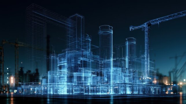 Engineering blueprint technical mastery and problem solving focus on industrial development theme dynamic Fusion illuminated architecture studio backdrop. 