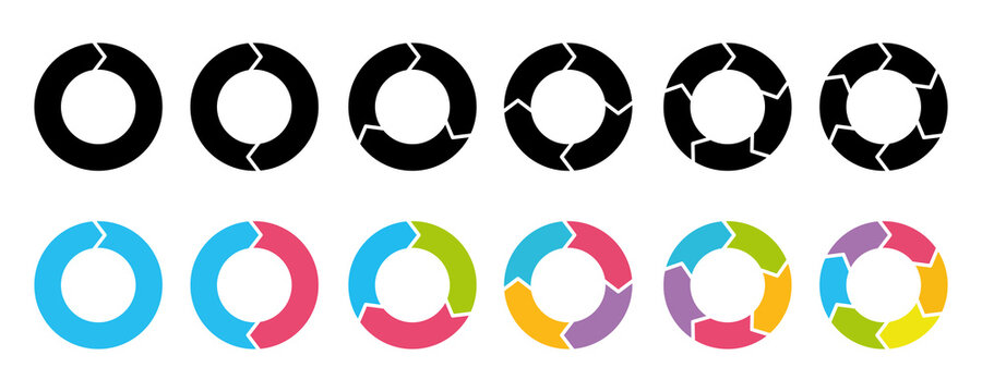 Circular process arrows collection set for infographic workflow steps and cyclic business.