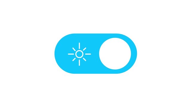 Night-to-day mode transition animation featuring a round button sliding left and right, sun and moon icons, a transparent background, and 4K video quality.