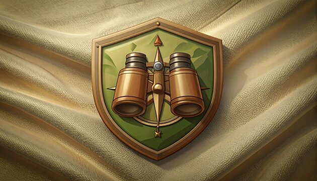 Medieval Shield Emblem with Crossed Swords and Scrolls.