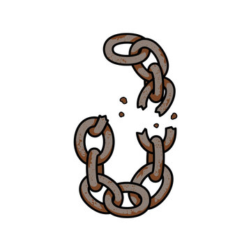 Broken Rusty Metal Chain Illustration Representing Freedom and Liberation