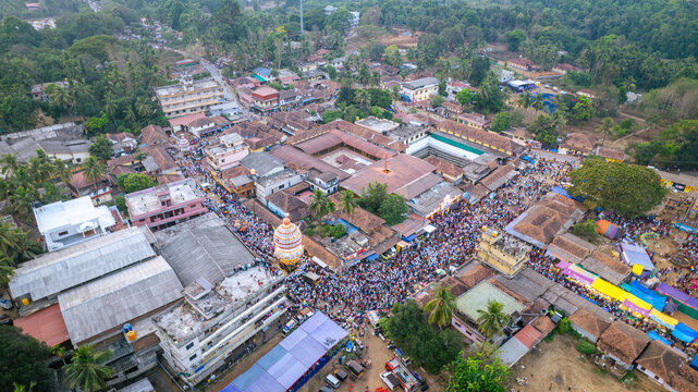 Rathotsava, Chariot, Ananthapadmanabha Temple, Perdoor Temple, Udupi, Drone view