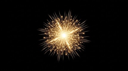 Fototapeta premium Abstract golden spark burst starburst effect with glowing gold rays sparkling glitter fireworks particle celebration flare hyperdrive background design
