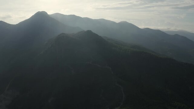 4k drone footage.  Beautiful mountains near Quy Nhon, Vietnam.  