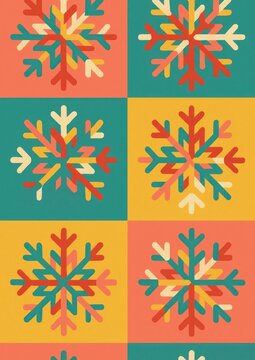Colorful geometric snowflake pattern.