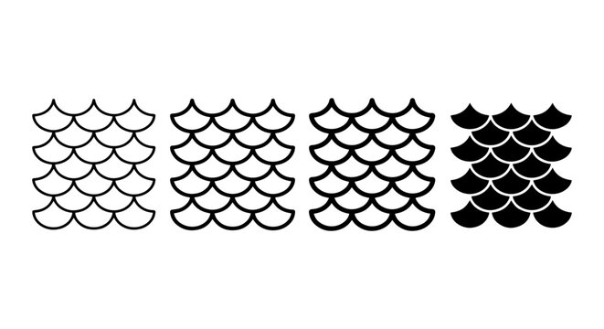 Scales Pattern Vector Set, Fish Scales Texture, Reptile Skin Motif, Marine Life Design Elements