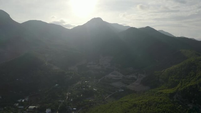 4k Drone Footage - Lush mountains near Quy Nhon, Vietnam.