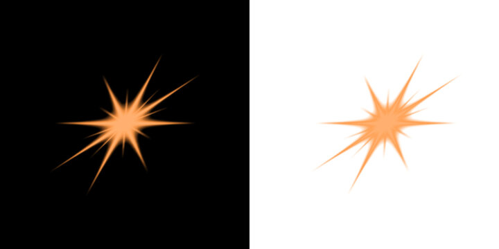 A bright orange starburst or sparkle effect isolated on transparent background