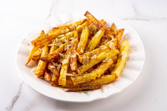 Homemade Garlic Parmesan French Fries, Air Fried Potato Wedges with Grated Parmesan, Garlic, Dried Herbs, tasty viral food recipe
