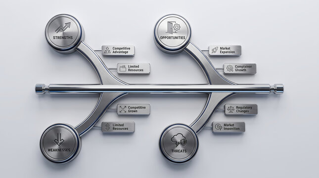 SWOT analysis infographic for polished stainless steel work.