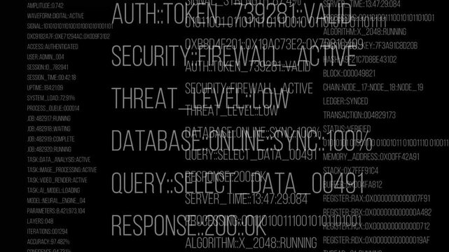 Digital background with elements of computer code. Concept of digital technologies. 4K