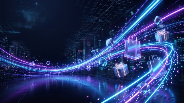 Futuristic Neon Cyber Sale Background
