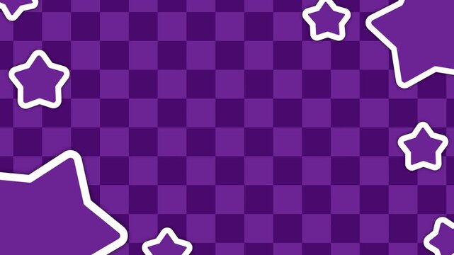 Cute Purple Checkered Background With Floating Stars