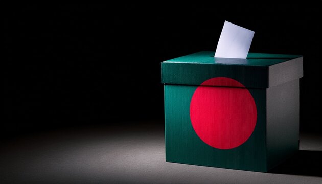 bangladesh flag voting box on black background; free space for text