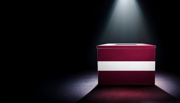 a light shining on latvia flag voting box in the dark