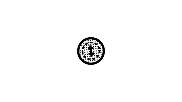 Minimalist black and white circular graphic icon on a clean white background.