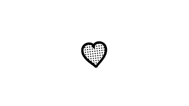 Minimalist Hand Drawn Heart Icon with Dotted Texture Animation.