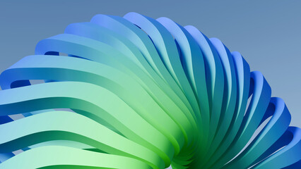 Fototapeta premium 3D abstract blue green spiral geometric wave background, perfect for modern tech cover art, website headers, and digital wallpapers
