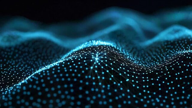 Modern infographic animation with glowing data elements on a black background for advertising and digital media