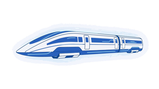 Modern futuristic high speed electric train for public transportation and travel