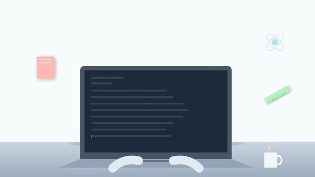 Software Development Workspace with Programming Code Animation