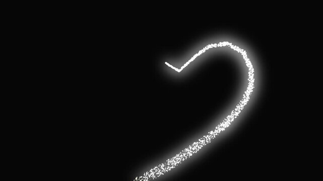 4k magical white star trail animation, twinkling love glitter particles, glowing sparkle dust, fairy light path, radiant doodle stars, luxury shimmer motion effects on black screen 4k loop
