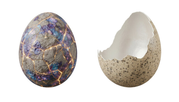 Fantasy Cracked Dragon Egg and Empty Eggshell