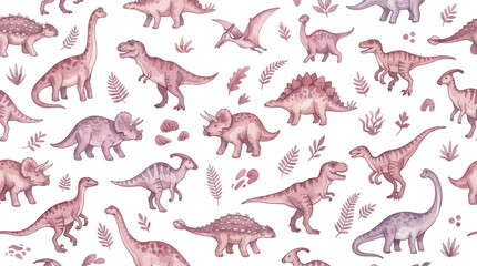 Prehistoric dinosaur pattern for kids in pastel tones © andi