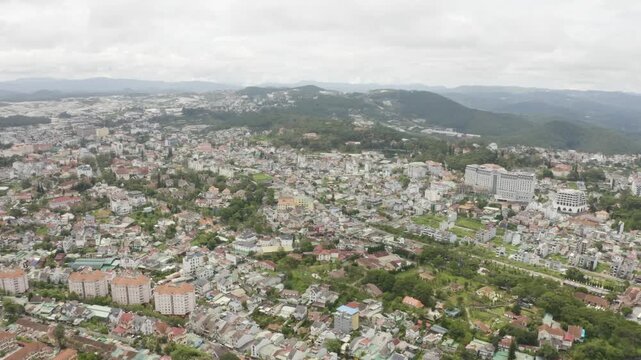 4k Drone footage.  Mountains and Lakes of Da Lat Vietnam
