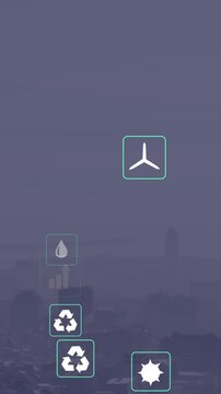 Animation of icons over cityscape