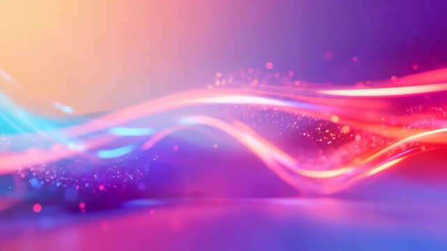 Abstract Colorful Light Waves with Glowing Particles and Dynamic Neon Flow Background