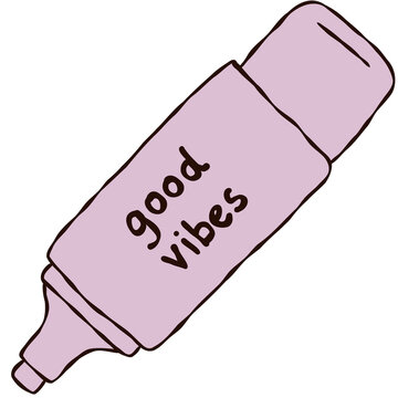Purple Highlighter Marker Pen with Good Vibes Text