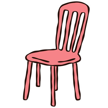 Simple Pastel Pink Metal Chair Illustration