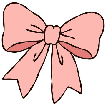 Cute Soft Pink Ribbon Bow Design Element
