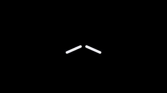 Minimalist white arrow icon pointing upwards isolated on a solid black background.