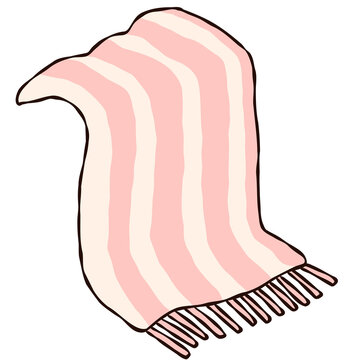 Striped Pink and White Beach Towel with Fringe