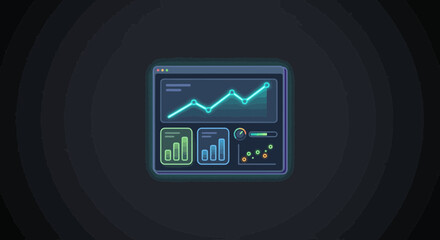 Fototapeta premium Digital data analytics dashboard with glowing charts and metrics.