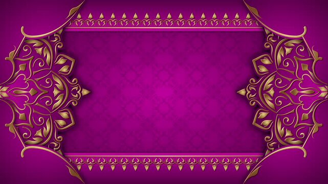 Mandala background animation, featuring bright purple and gold ornamentation.