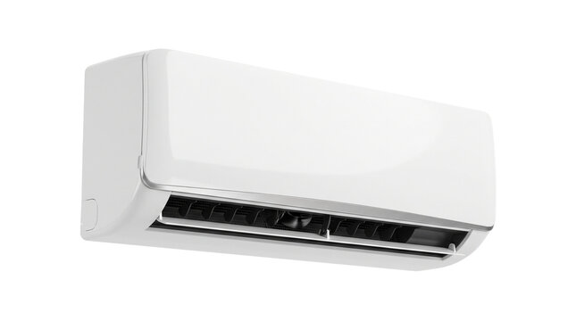 Modern Split Air Conditioner Unit Isolated Element, White HVAC Home Cooling Appliance Cutout PNG on No Background