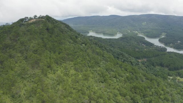 4k Drone footage.  Mountains and Lakes of Da Lat Vietnam